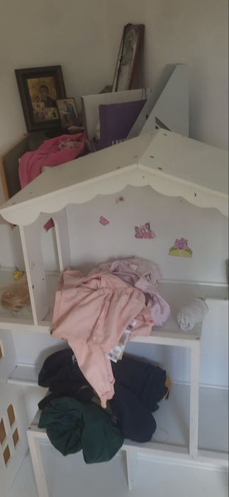 Casa de păpuși mare din lemn alb (raft organizator) - Dezasamblată, gata de transport