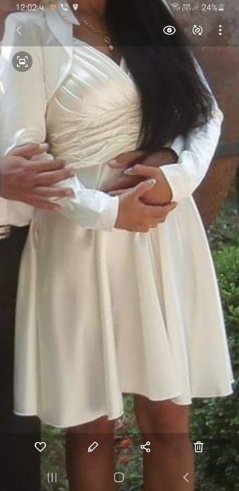 Дамска официална къса рокля екрю и сандали