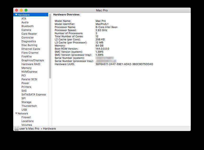 Apple Mac Pro 5,1 , Dual CPU , 64 GB RAM