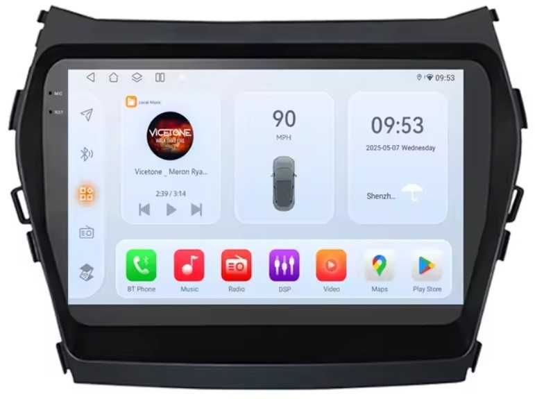 Мултимедия 9" Android 14 за HYUNDAI IX45 SANTA FE 3 III CARPLAY навигация RDS DSP GPS