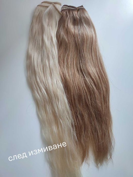 ТОП реми екстеншъни - естествена коса, равномерна плътност, 52/57/62см