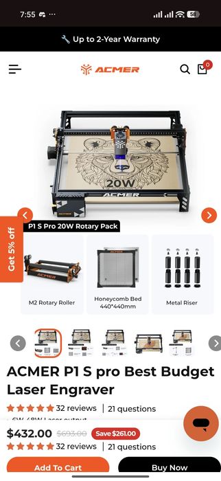 Cnc cu laser acmer p1s pro