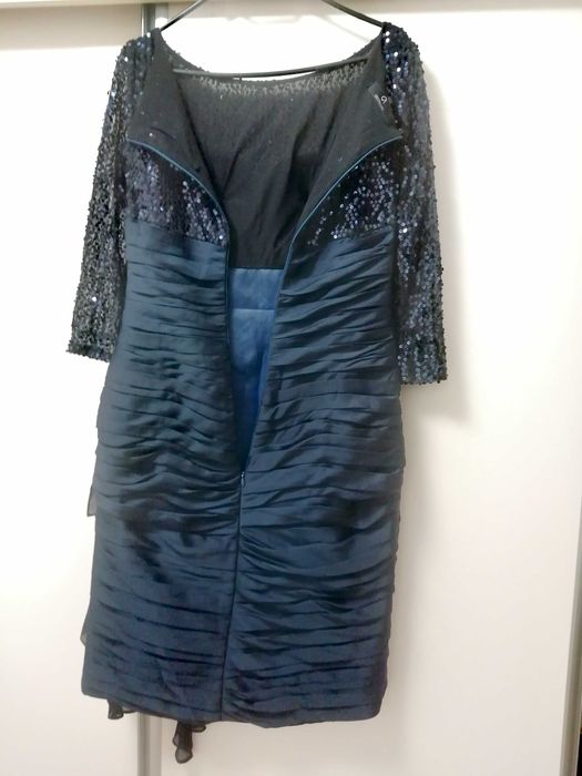Rochie de seara eDressit S eleganta satin si bumbac cu paiete cu DEFECT