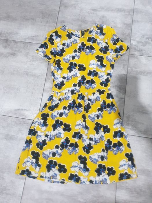 Rochie noua river island 36 s galbena flori skater clos