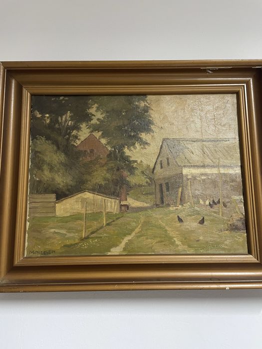 Tablou peisaj rural ulei pe panza M Nielsen