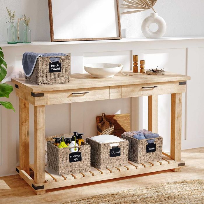 Set 4 Cosuri Depozitare din Iarba de Mare Pliabile 26.5x24x19 cm