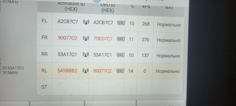 TPMS , Программирование датчиков давления шин . Ошибки давления в шина