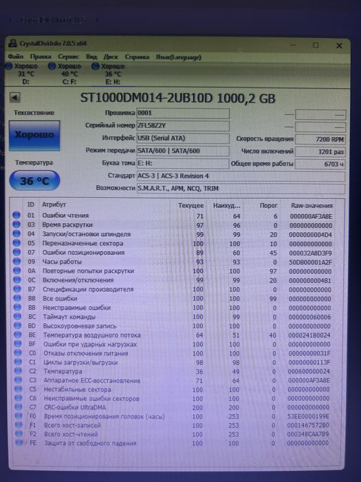 Жесткий диск 1 тб хорошем состаяние