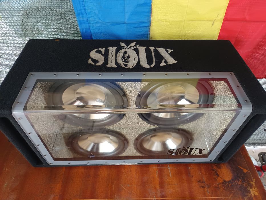 Subwoofer audio auto dublu 2x12 inch 2x800 wati bass masina doua difuzoare sioux