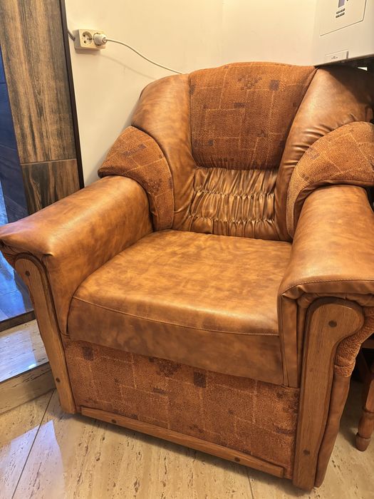 Canapea din piele + 2 fotolii