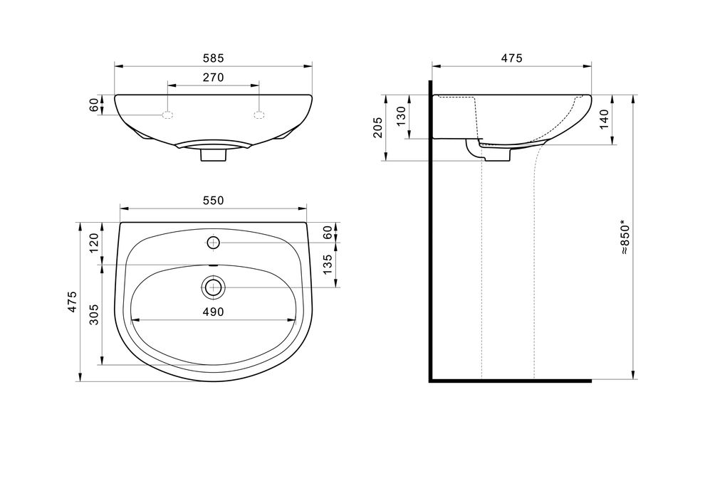 Умывальник Santek "Анимо 60" (арт. 0508 / 0587)   (с Доставкой!)