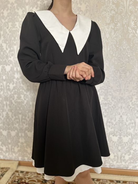 Платье черно-белое в стиле Wednesday Addams