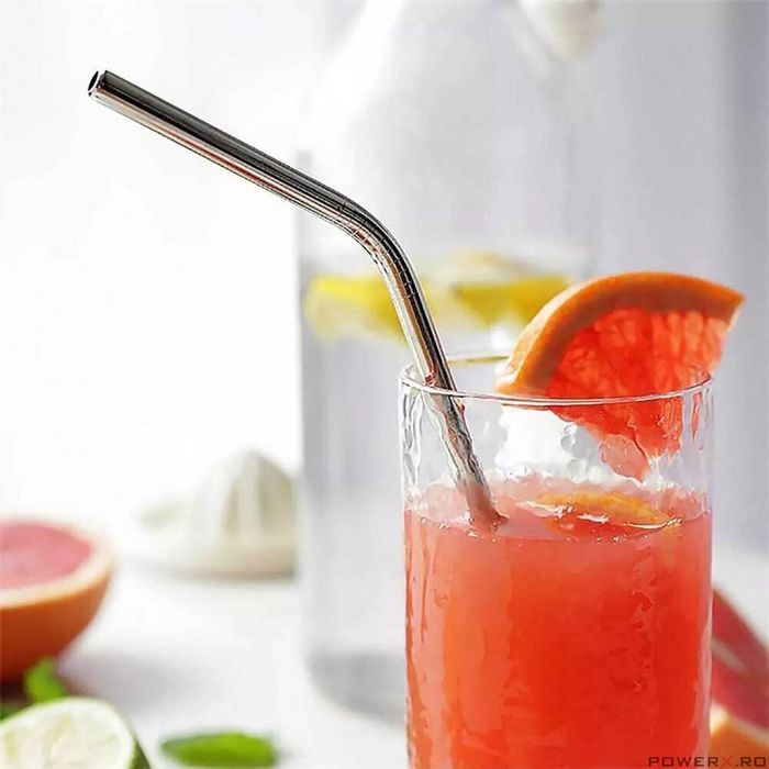 Set 8 paie, din inox, reutilizabile pentru bauturi, Kinghoff