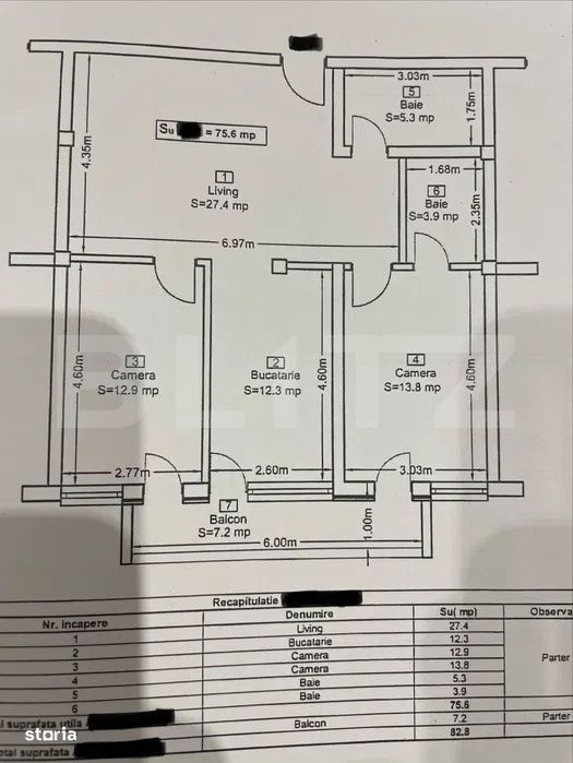 Apartament 3 camere lux, 76 mp, 2 bai, terasa si parcare – bloc nou