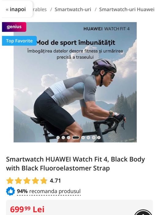 HUAWEI Watch Fit 4, Black, sigilat, transport inclus