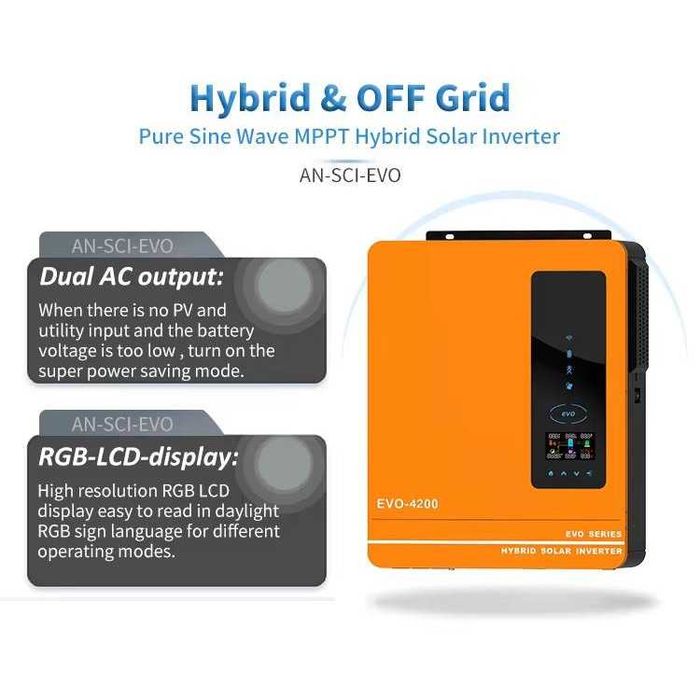 Хибриден Соларен Инвертор ANERN Модел AN-SCI-EVO-4200, Мощност 4.2kW (4200W)