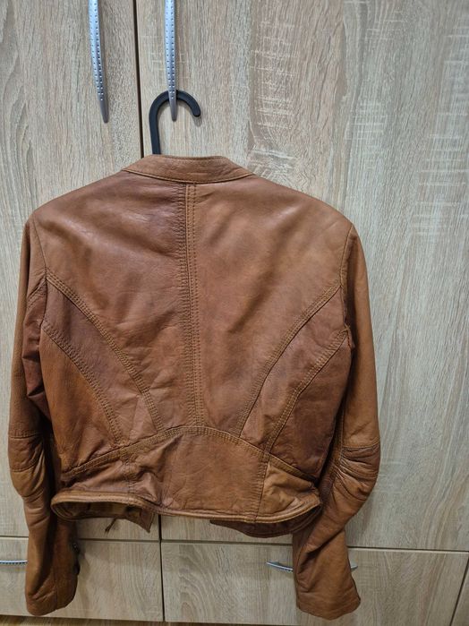 Geacă de piele, culoarea coniac, Berska vintage