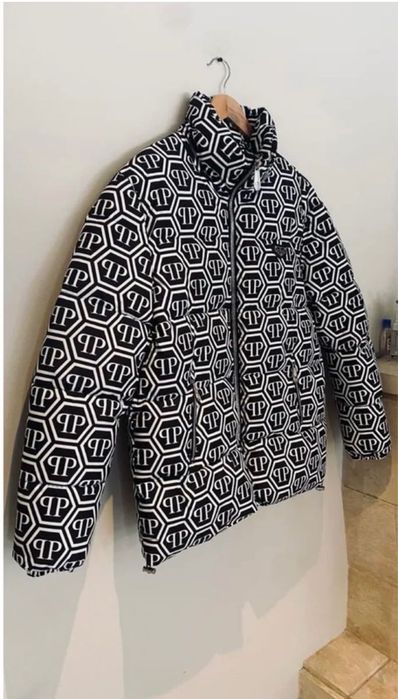 Philipp Plein яке L – черно-бяло с лого принт