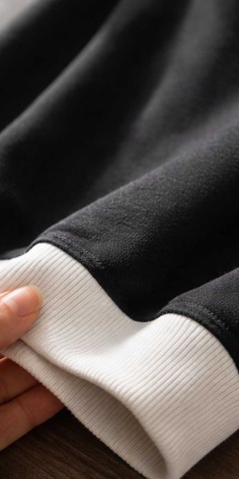 уникална черна блуза с бяло Шанел Chanel дълъг ръкав суичър топ качест