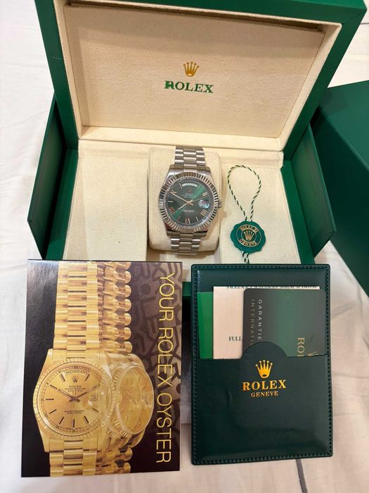 Ceas Rolex Day-Date verde argintiu 41 mm fullbox