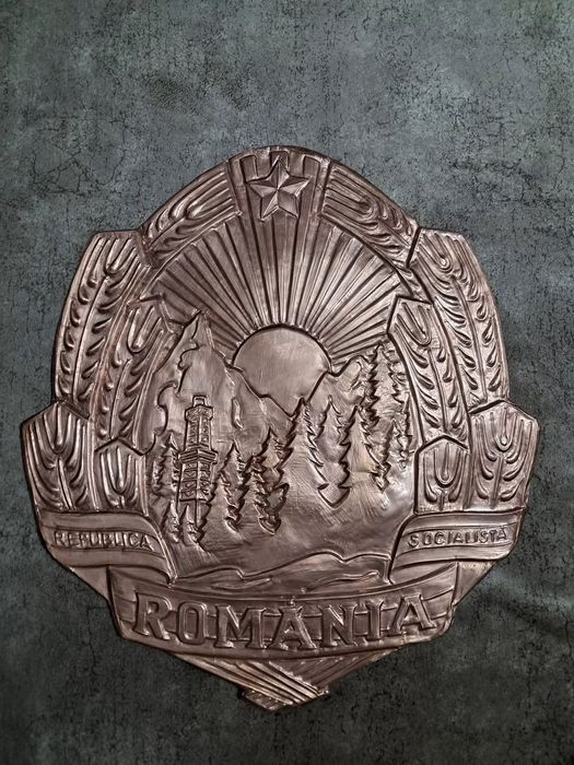 Stema RSR din tablă de cupru