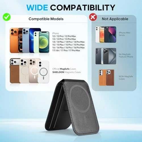 SHIELDON MagSafe кожен портфейл RFID черен