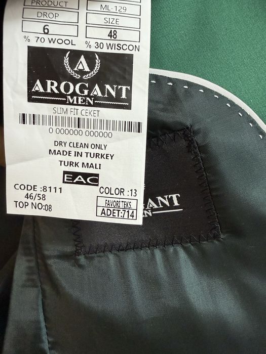 Arogant sacou verde lana + vascoza, marime 48