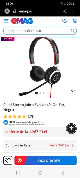 Casti stereo jabra evolve 40, on ear