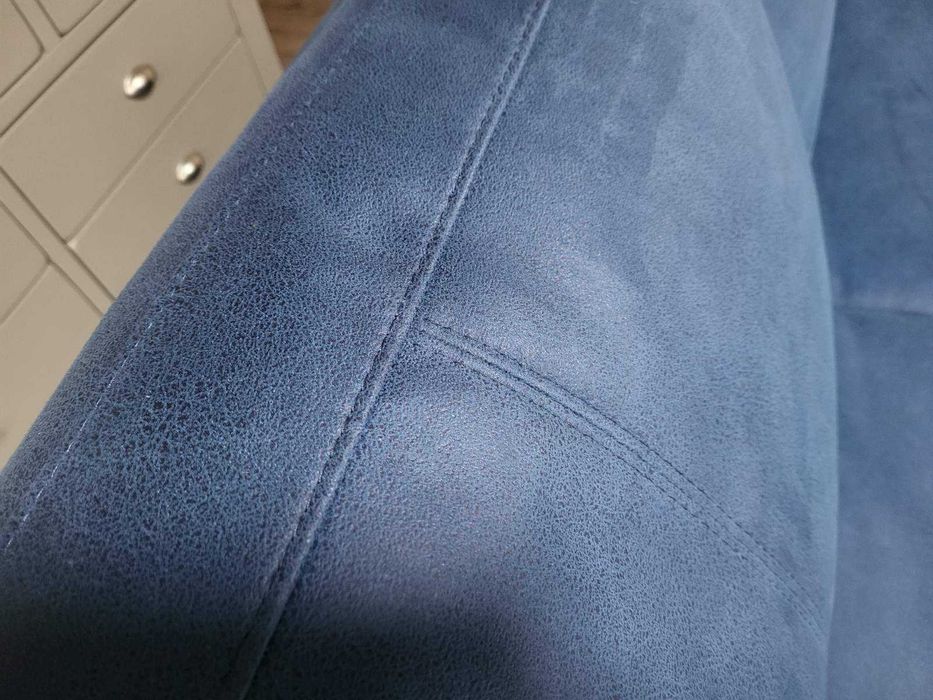 Дизайнерски син диван от плат тройка с функция сън