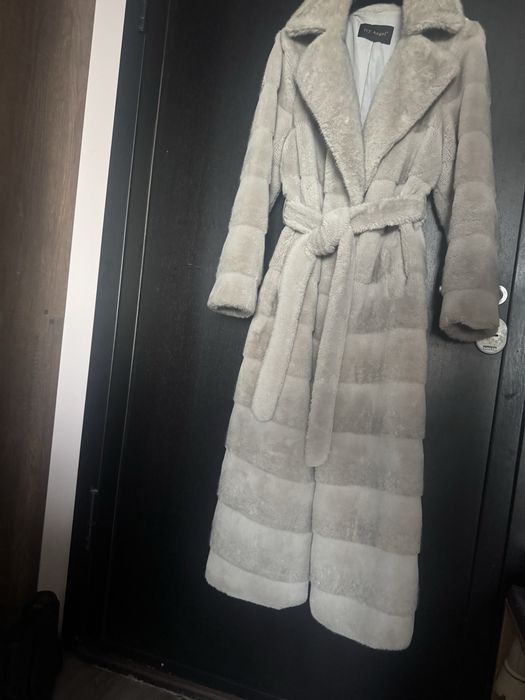 Палто faux fur от вълна и ангора