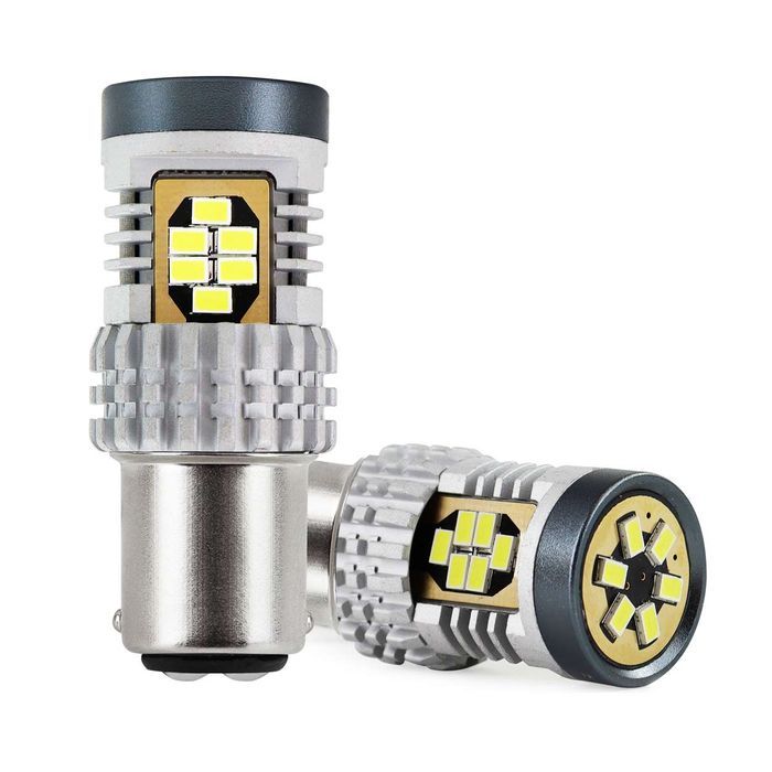 Bec stop frana Amio LED Canbus BAY15D P21/5W alb 12V/24V, 3020 24SMD 1157, set 2 buc