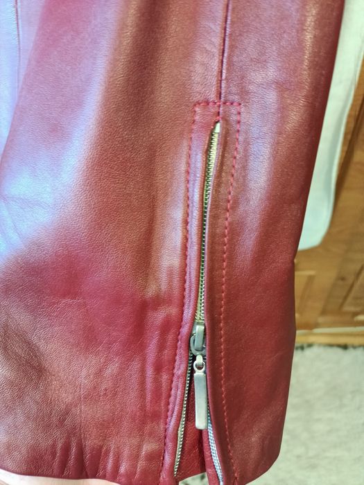 Haina piele 3/4 marime XL, culoare rosu-grena