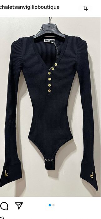 Elisabetta Franchi плативо боди с интересни ръкави и лого детайли