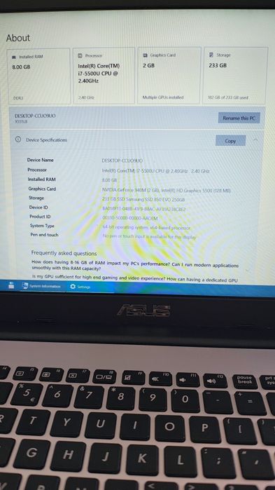 Laptop ASUS K555L