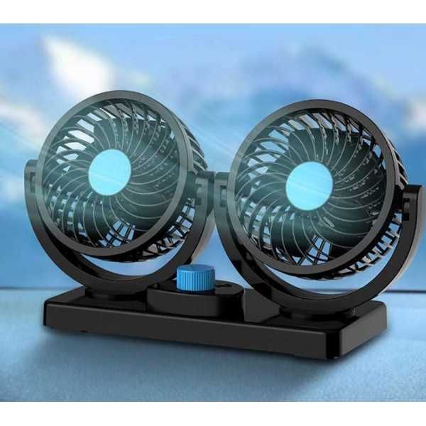 Вентилатор за кола или камион, 12или 24V волта, двоен, с две перки