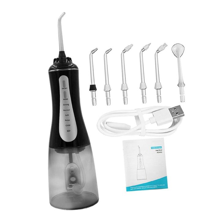 НОВ! Преносим зъбен душ  5 режима, 350 мл, IPX7, с 6 накрайника