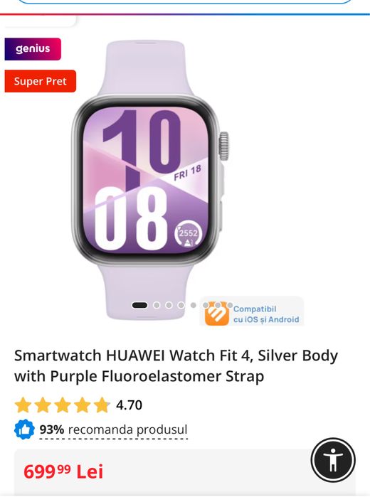 Huawei watch fit 4, sigilate, transport inclus