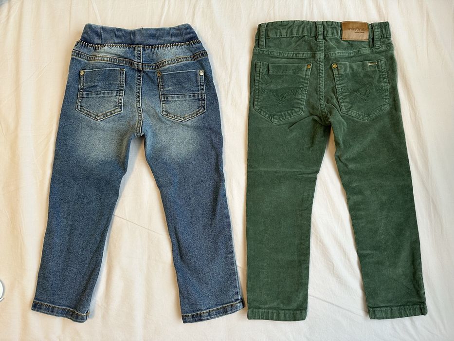 Lot 4 pantaloni lungi H&M, Mothercare, Mayoral + geaca blugi, 98 cm
