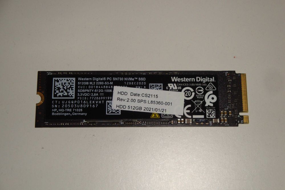 SSD Western Digital Black edition SN730 512GB NVME 3.0 M2 2280