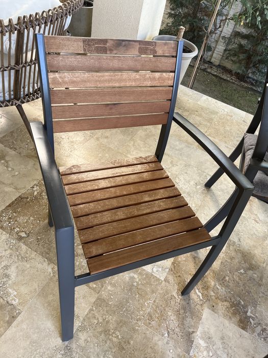 Scaune terasa lemn si metal