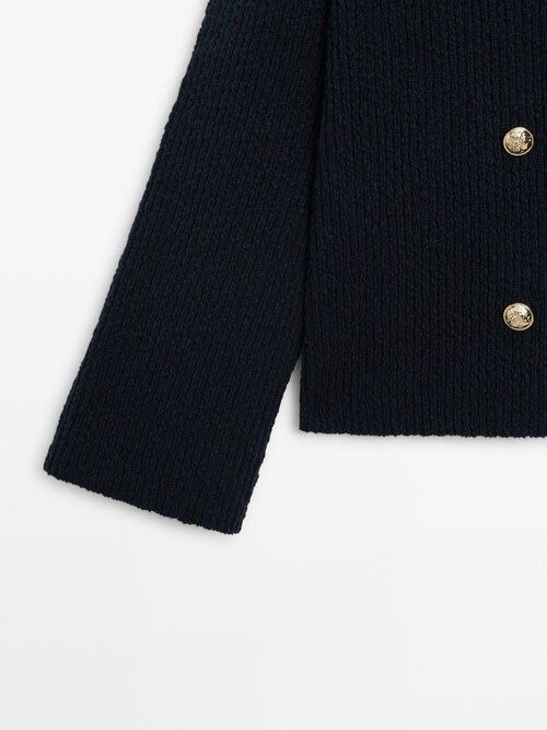 Cardigan Massimo Dutti, bleumarin cu nasturi aurii