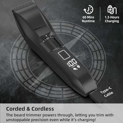 Нов Тример за брада и тяло 20 степени, LED дисплей, прецизен нож мъже