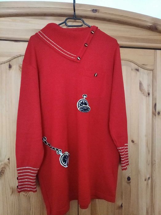 Rochie L 50% lâna roșu intens