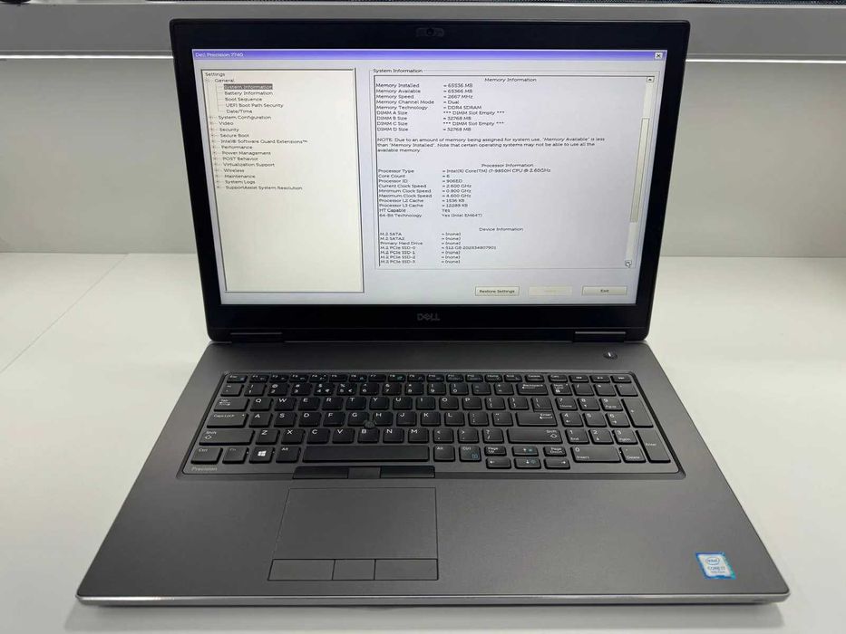 Laptop/Workstation SH Dell Precision 7740 i7-9850H RTX 5000 16 gb 64 GB RAM SSD 512gb