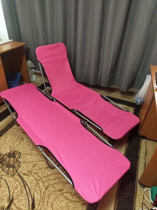 Сгъваеми шезлонги, стомана и текстил