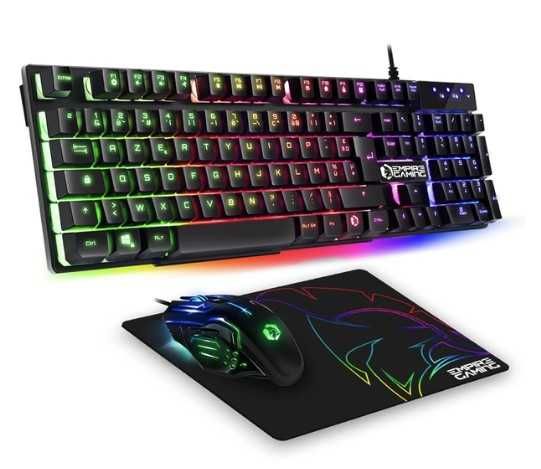 Kit tastatura si mouse gaming wireless lRGB ayout Azerty