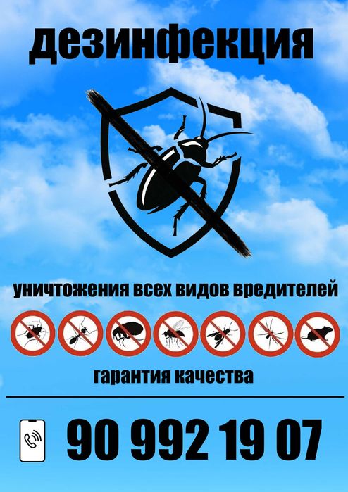 Дезинфекция . Уничтожение клопов, тараканов, клещей и других насекомых