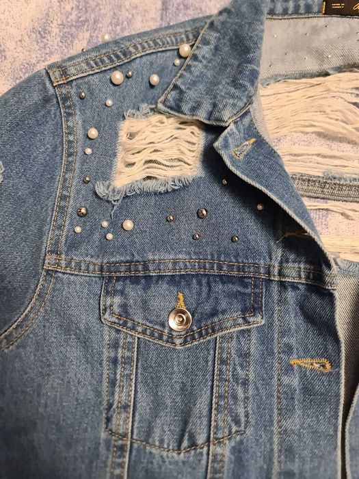 Дънково яке с перли