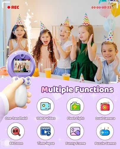 Нова Детска 1080P HD селфи камера, подарък за момичета 3-9 г. играчка