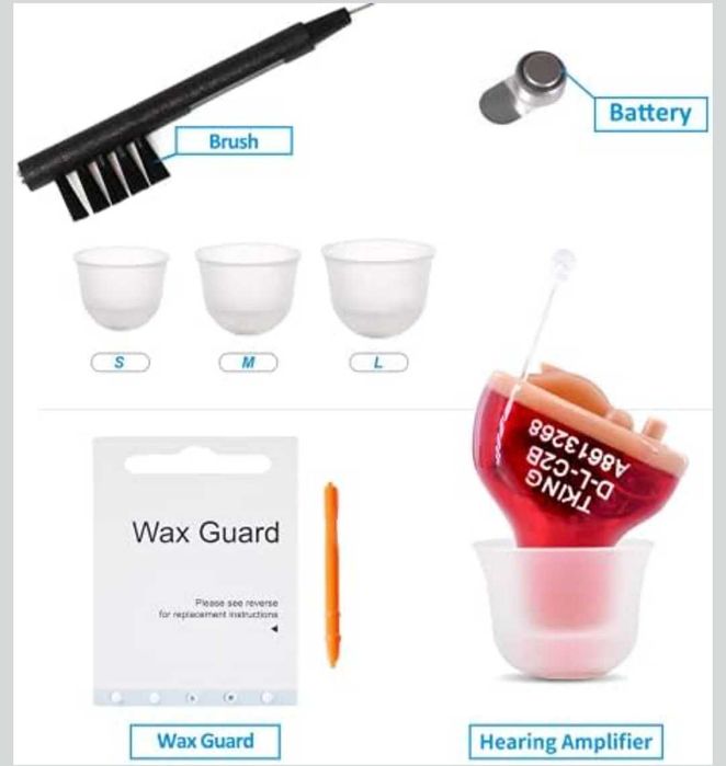 Мини CIC слухов апарат (за дясно ухо) Марка: TKING нов с 2 батерии